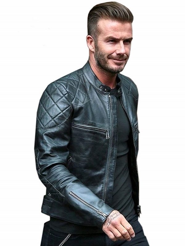 David Beckham Black Motorcycle Real Leather Slim Fit Biker Jacket | eBay