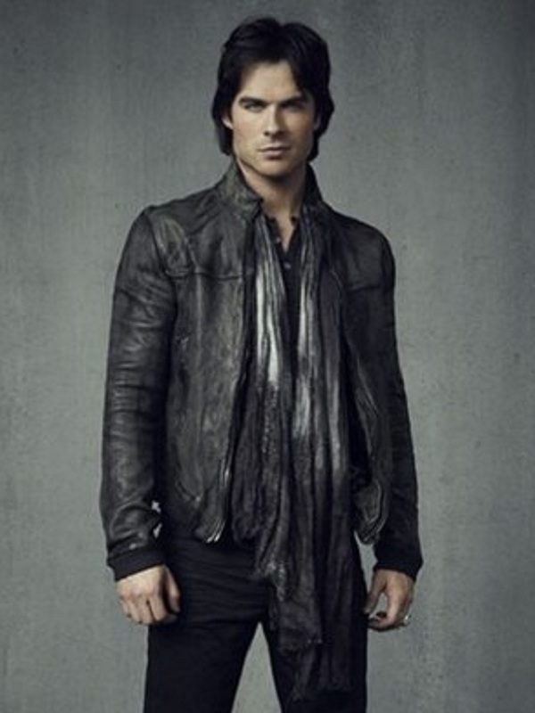 Damon Salvatore Vampire Diaries Leather Jacket | Ian Somerhalder
